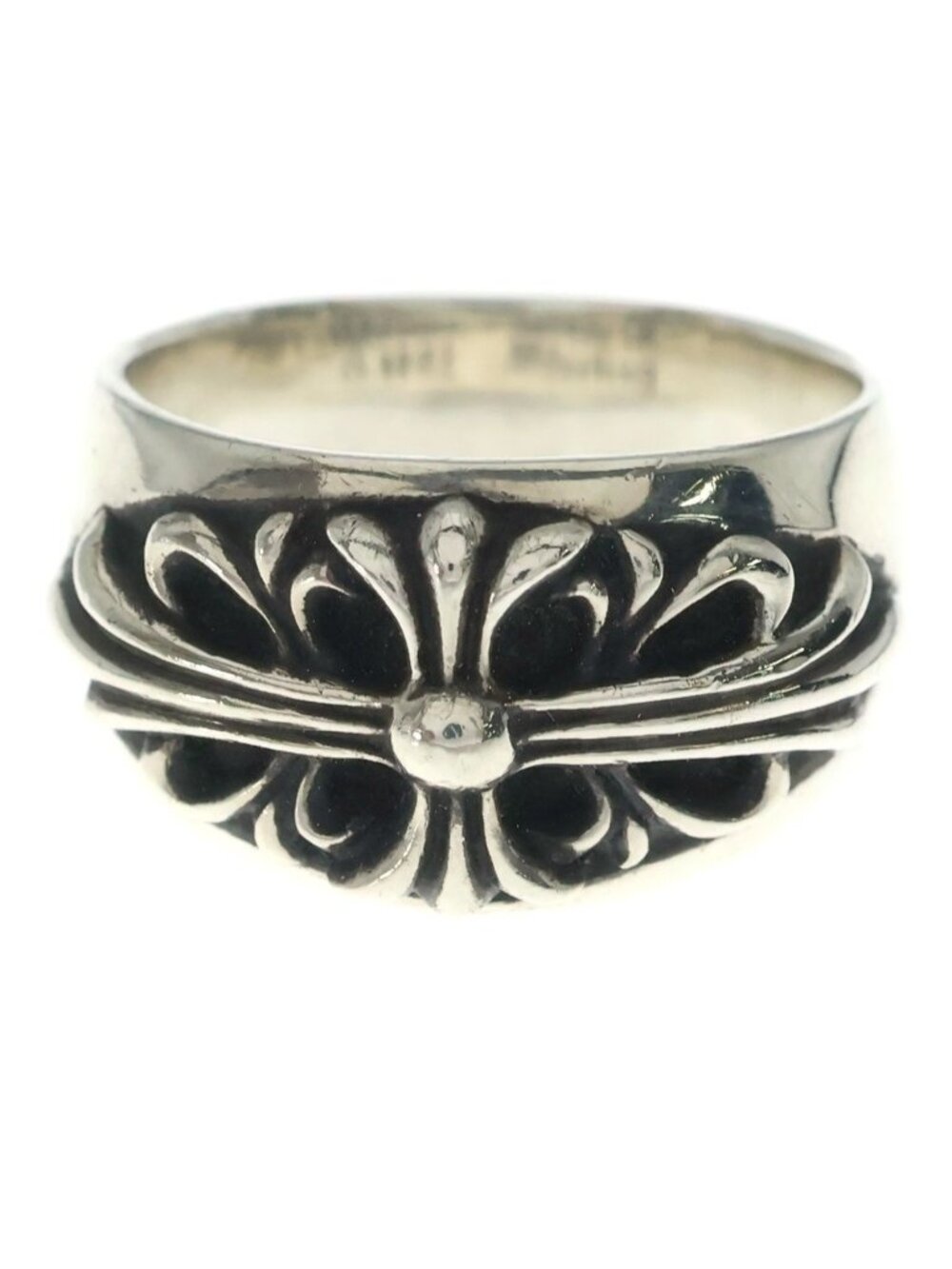 Chrome Hearts Flrl Floral Cross Ring Silver